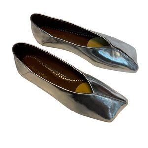 Silver square toe ballet flats